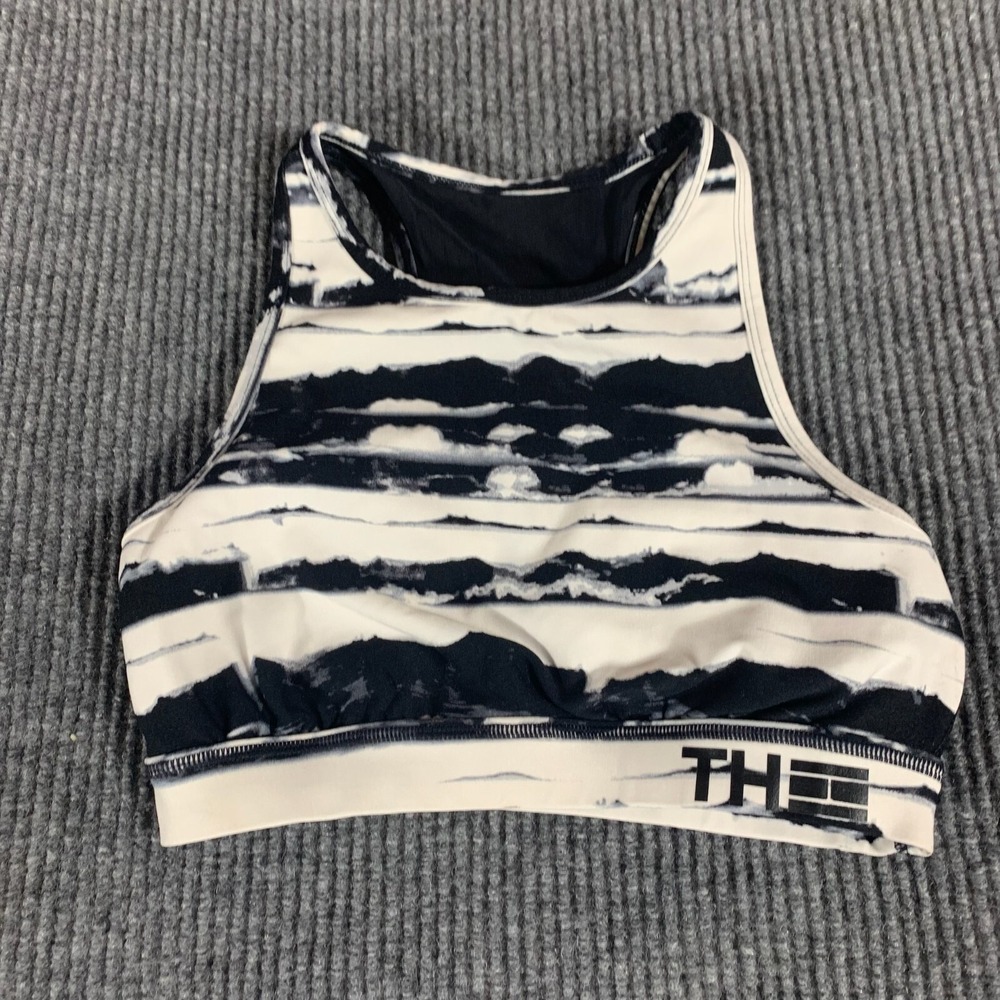 Tommy Hilfiger Sports Bra Women's SBlack Gray Padded Stretch Yoga Gym Workout